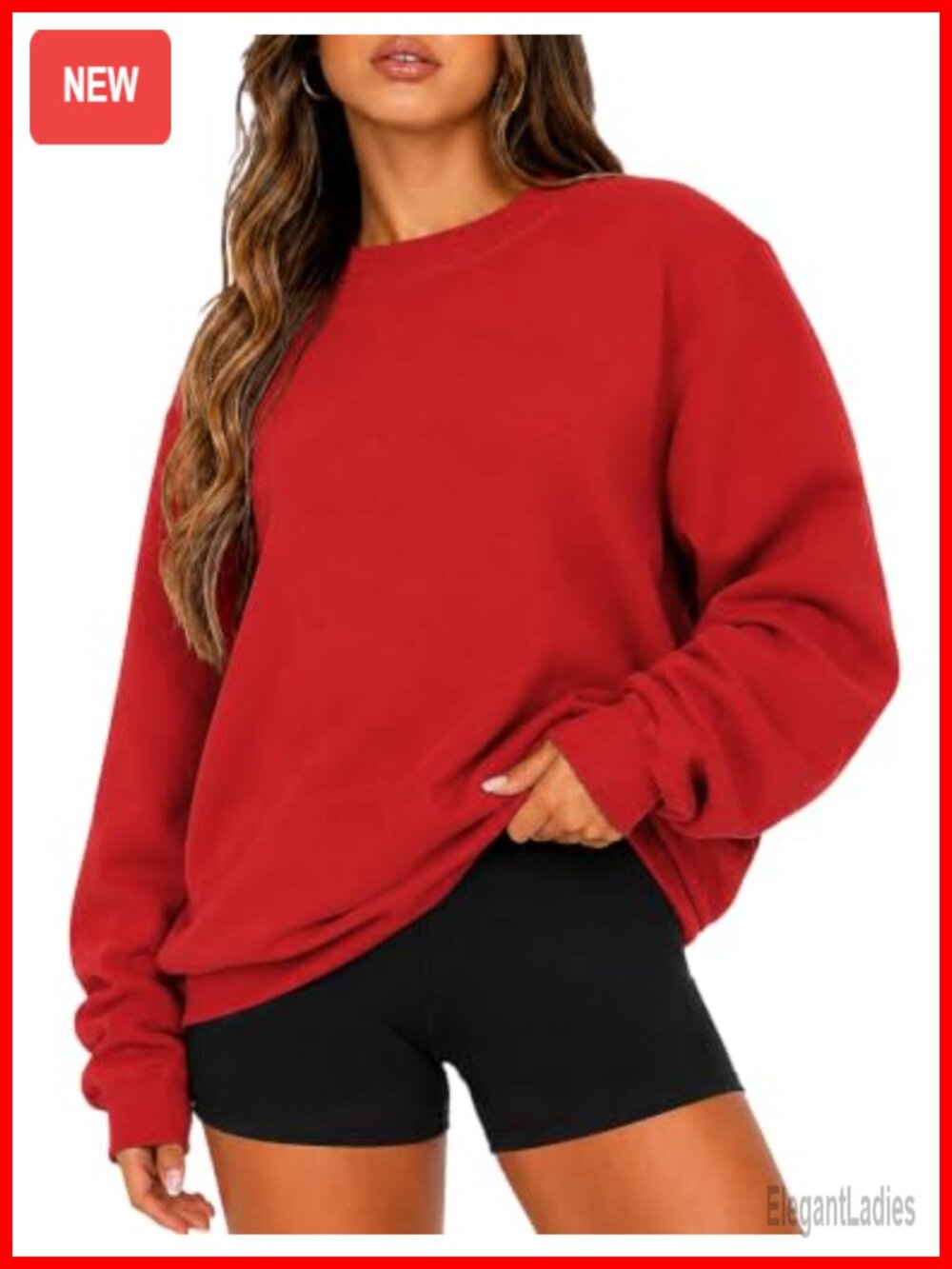 Oversized Crewneck Sweatshirt Long Sleeve Pullover Casual Top